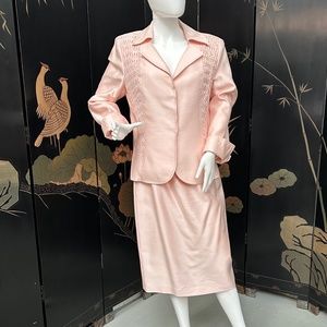 Vintage Pink Silk Albert Nipon Suit With Skirt 12